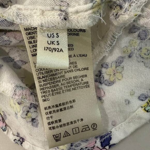 Free People Secret Garden CropTop Ruffled VNeck Womens Small White/Purple Floral - Picture 9 of 9